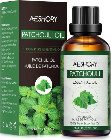 AESHORY Patchouli Essential Oils 50ml, 100% Pure Natural Essential Oil in Therapeutic Quality, Aromatherapy Fragrance Oils for Diffusers, Humidifiers, Skin Care, Hair Care, Massage, Bath