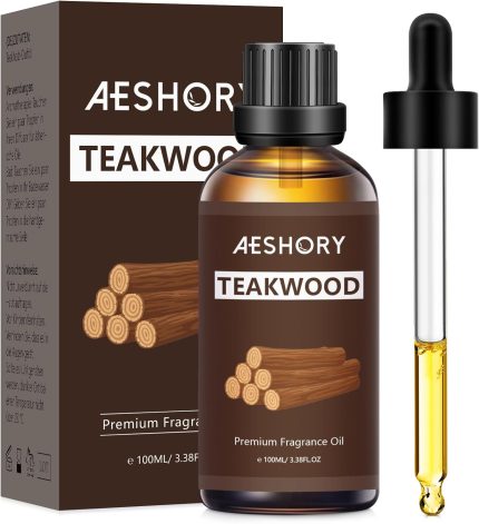 AESHORY Teakwood Fragrance Oil 3.38FL.OZ - Aromatherapy Essential Oils for Diffusers for Home, Teakwood Scented Oils for Massage, Soap Candle Making Scents - 100ML